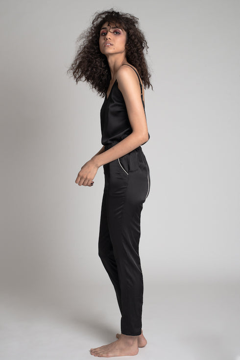 HENDRIX Cigarette-Leg Pants with White Piping